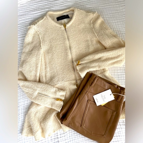 Zara Blazer, beautiful peplum, lined, gold zipper detail - bundle opportunity! - Picture 2 of 8